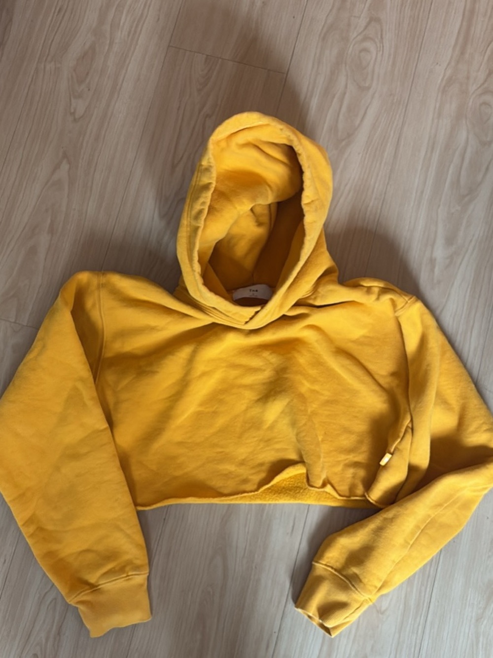 TNA Cropped Yellow Hooded Sweatshirt